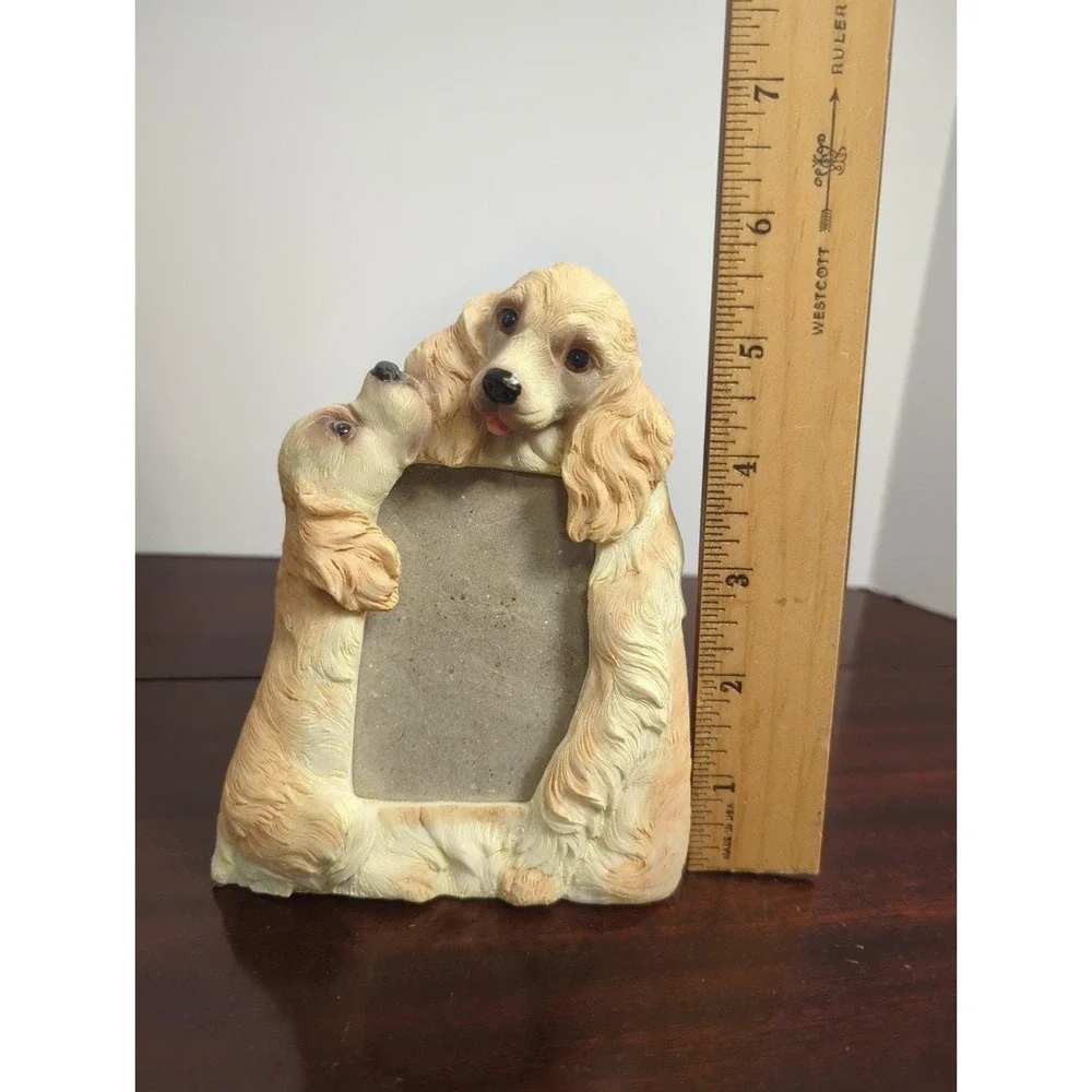 Vintage Cocker Spaniel Dog Picture Frame Resin Puppy Photo Frame 5.5” Tall